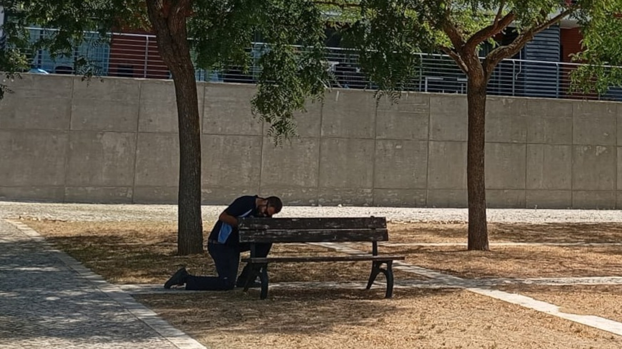 Reparação de bancos de jardim na Quinta do Outeiro